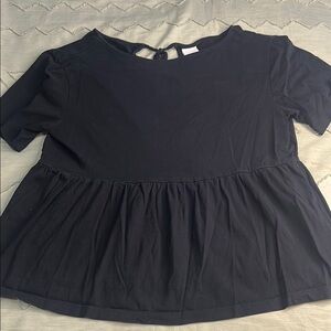 H&M Black Peplum Tie Front Blouse